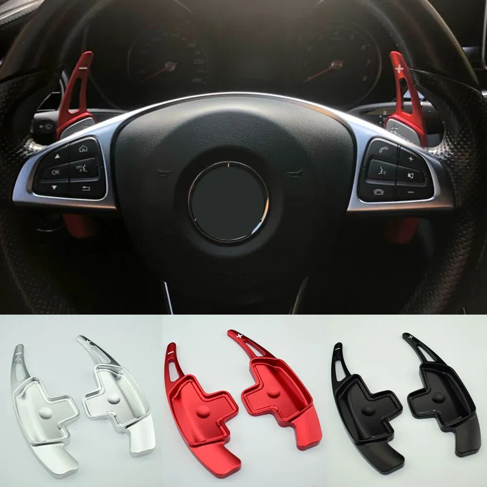Color Name: Silver - 2PCS Aluminum Car Steering Wheel Paddle Shifter Extension For Mercedes Benz A B C E GLE Class W176 W205 W246 C117 W218