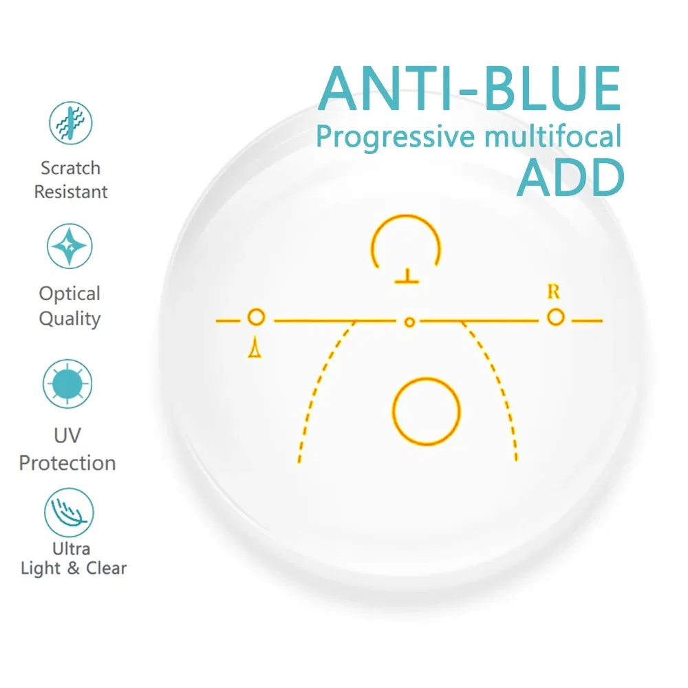 Lenses Color: black, Lens Index: 1.56 - Custom a Pair Of Optical Lens Progressive Multi-focus & Anti-blue Light Myopia Presbyopia Scratch-resistant 1.56 1.61 1.67 Index