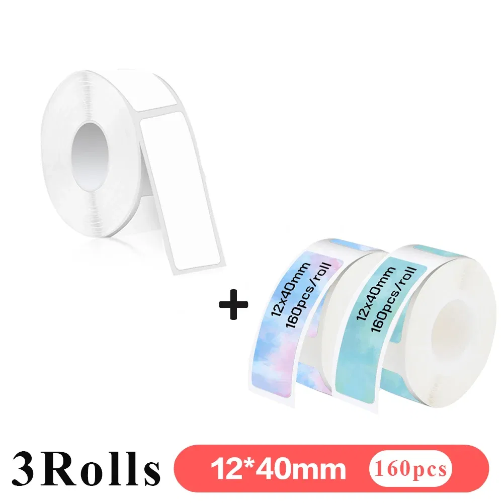 Color: light yellow - 3pcs 15mm x7m Continuous Label Paper fit for P12 P15 Phomemo D30 Q30 Printer Waterproof Self Adhesive Thermal Printer Sticker