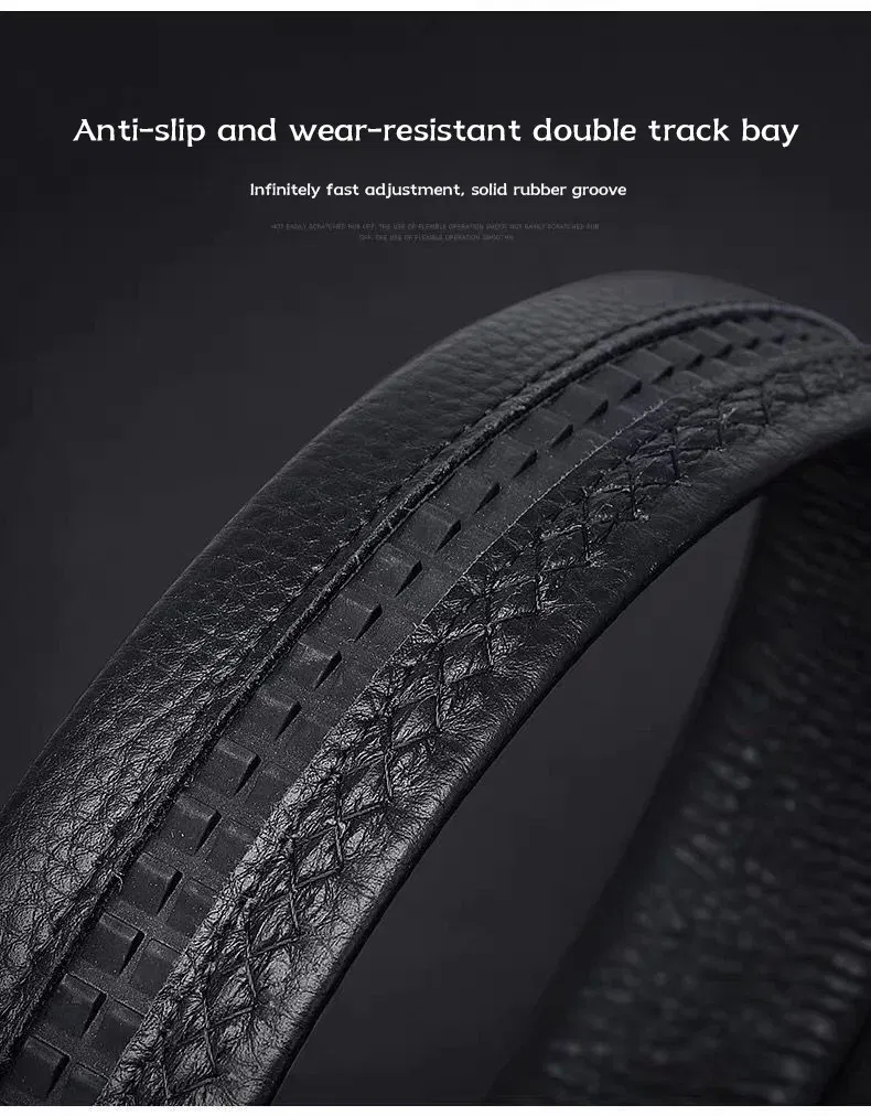 Color: WHITE, Belt Length: 110cm - Cowhide belt, men's leather belt, automatic buckle, men's top layer, high-end trendy buckle