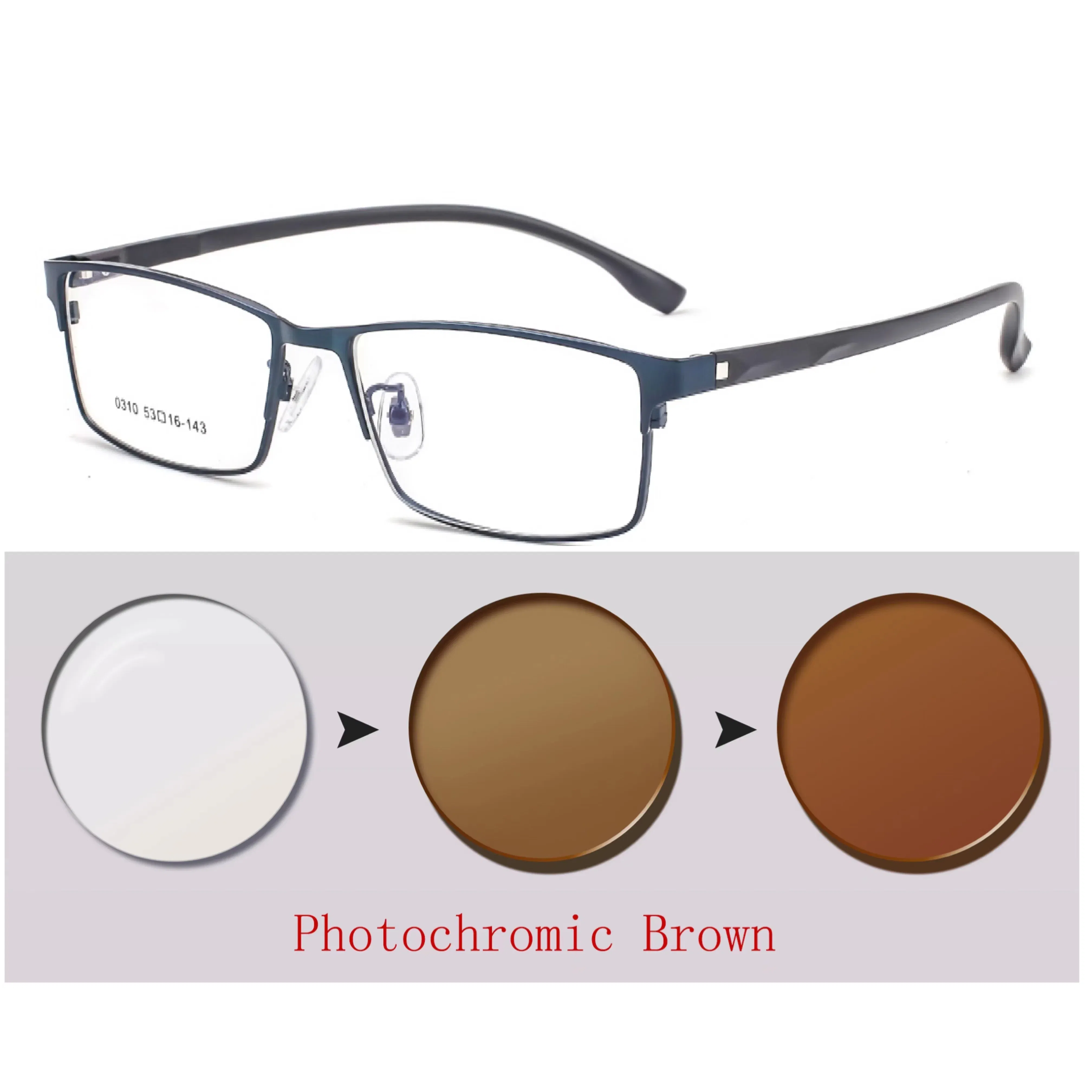 Frame Color: WHITE, Ships From: CHINA, Eye Prescription: +500 - New Finished Myopia Sun Photochromic Glasses Fashion Chameleon Gray Lens Metal Legs With Degrees Sunglasses -1 -1.5 -2.0 -2.5 -3