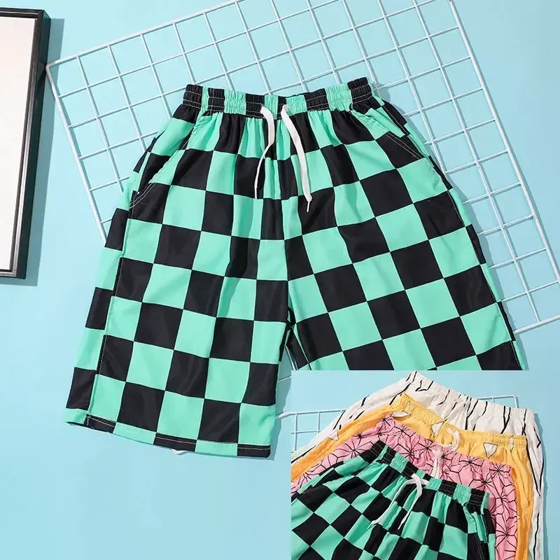 Color: Red, Kid Size: 7 - Anime Demon Slayers Cosplay Clothes Kamado Tanjirou Zenitsu Shinobu Ventilate Printing Loose Individuality Shorts Sweatpants