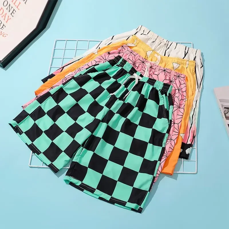 Color: Red, Kid Size: 7 - Anime Demon Slayers Cosplay Clothes Kamado Tanjirou Zenitsu Shinobu Ventilate Printing Loose Individuality Shorts Sweatpants