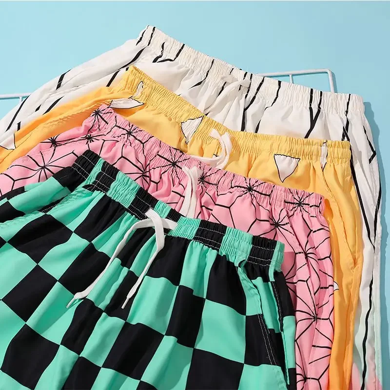 Color: Red, Kid Size: 7 - Anime Demon Slayers Cosplay Clothes Kamado Tanjirou Zenitsu Shinobu Ventilate Printing Loose Individuality Shorts Sweatpants