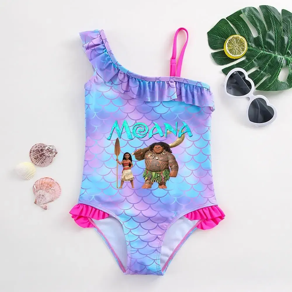 Color: Blue, Kid Size: 6M - Moana Baby Girl Mermaid Fish Scale Print Swimsuit One-Piece Swimwear Toddler Bathing Suit Beach Outfit