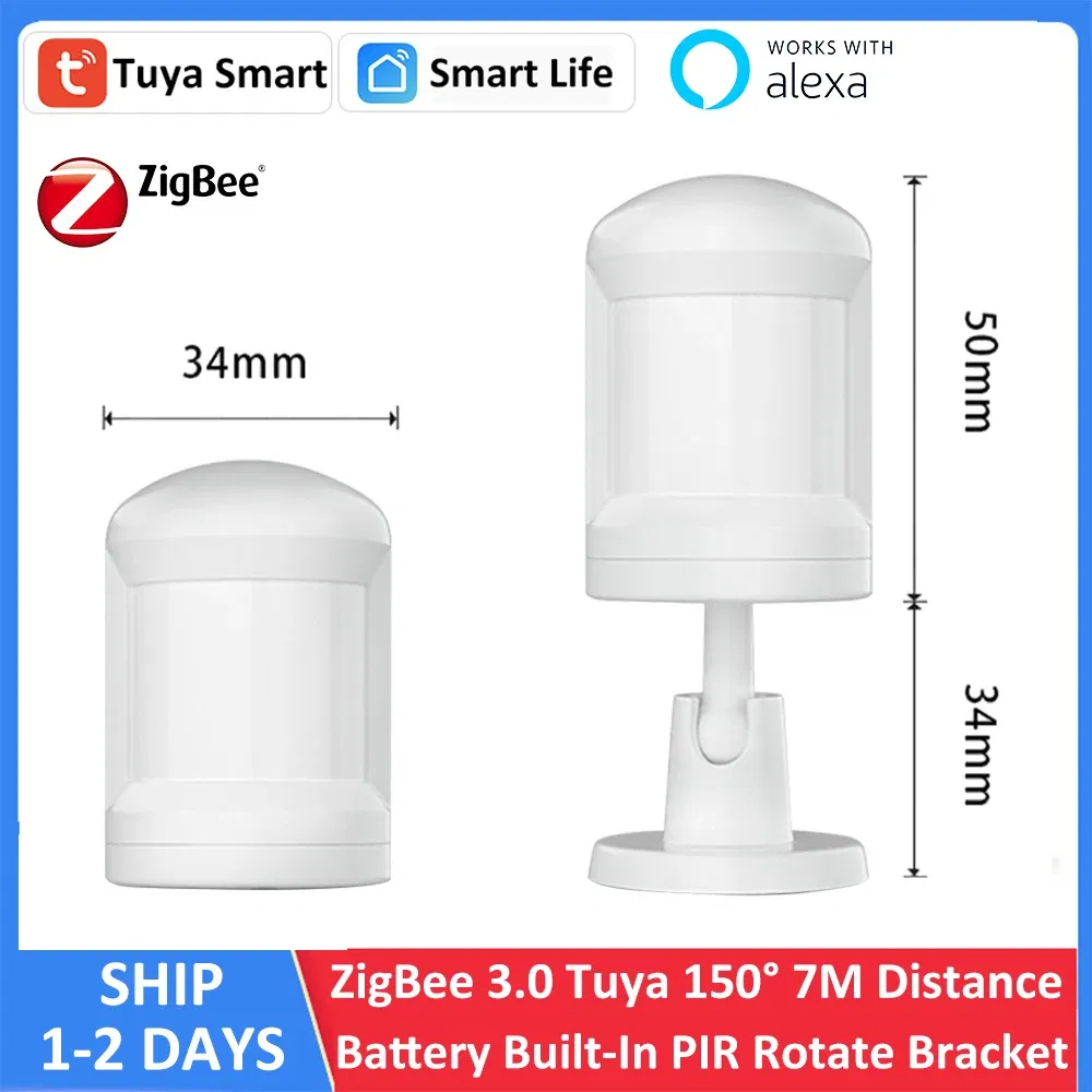 Color: WHITE - Tuya Smart ZigBee 3.0 Battery Alexa PIR Motion Sensor Detector 5-7M 150?° Works with ZigBee BLE5.0 Bluetooth Mesh Gateway Hub