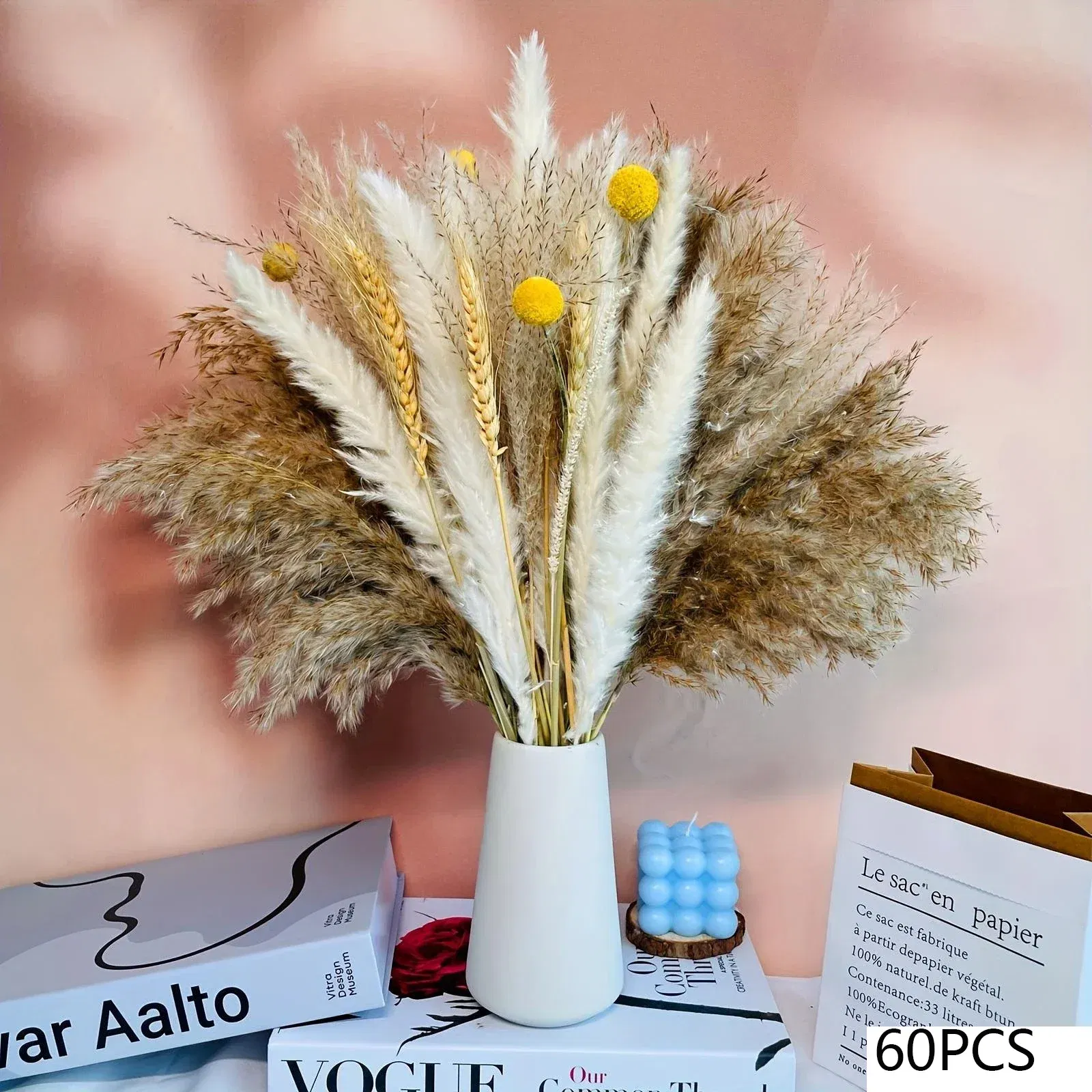 Natural Dried Flowers Pampas Floral Bouquet Boho Country Home Decoration Rabbit Tail Grass Reed Wedding Decor Arrangement