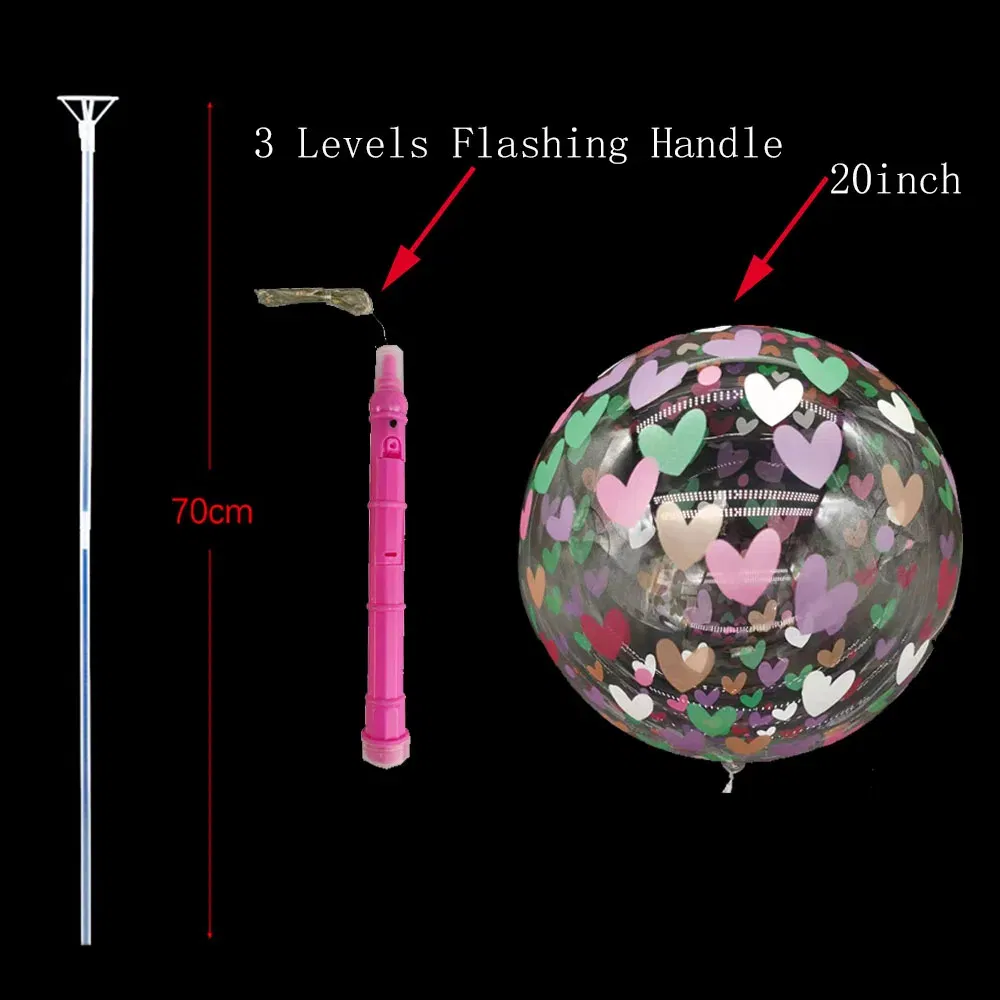 Color: DEEP BLUE, Ballon Size: 10inch, Shape: O - 1/5/10/20/30pcs LED Light Up BoBo Balloons Colorful 3 Levels Flashing Handle 20 Inches Bubble Balloon 70cm Stick