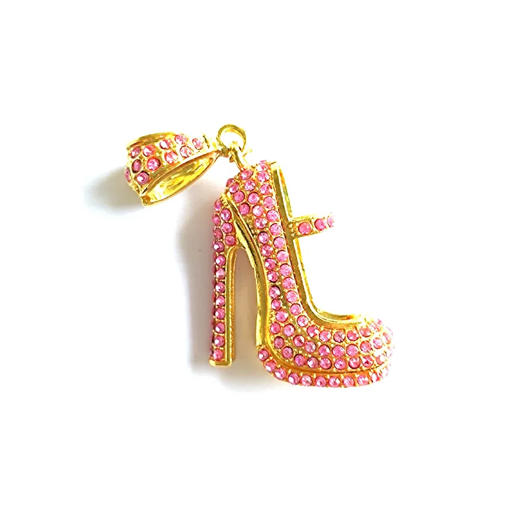 Metal color: Antique Copper Plated - 1pc High Heel Shoe Charms for Women DIY Jewelry Accessories S9