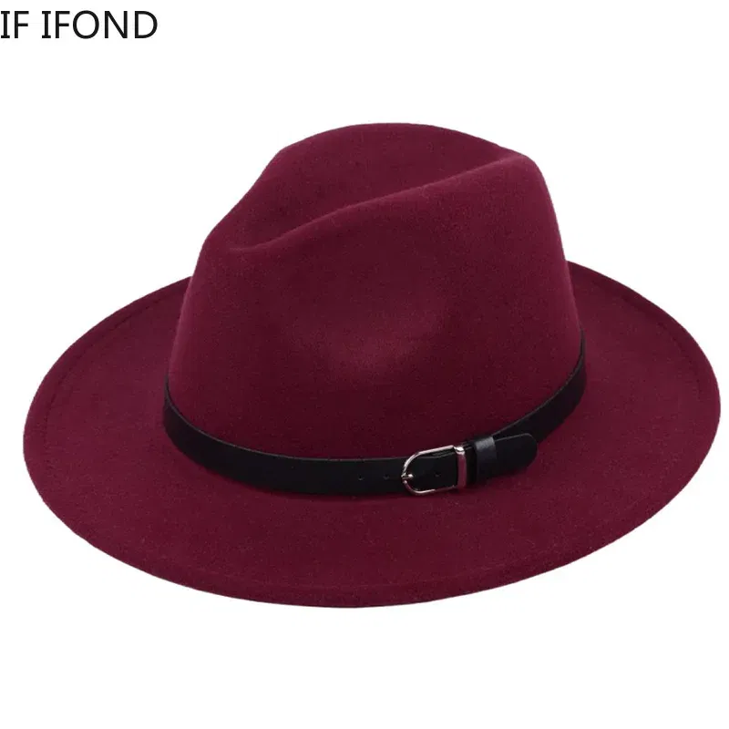 Color: Khaki, Size: M - Classic British Fedora Hat Men Women Imitation Woolen Winter Felt Hats Fashion Jazz Hat Chapeau Wholesale