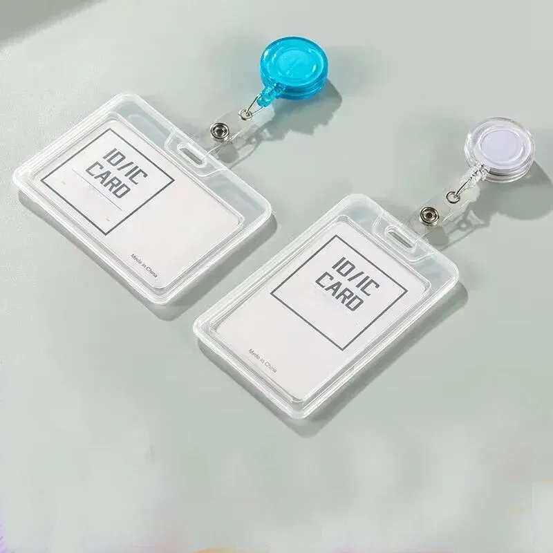 Color: Beige - 1pcs Plastic Bus Card Holder Case Business Credit Cards Bank ID Card Sleeve Protect Waterproof Transparent Card Cover