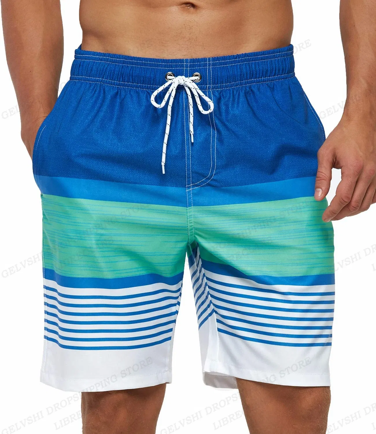 Color: Pink, Size: M - Men's Swimming Shorts Stripe 3d Surfing Board Short Kids Beach Shorts Men Swim Trunks Masculina Sports Fitness Pants Boy Briefs