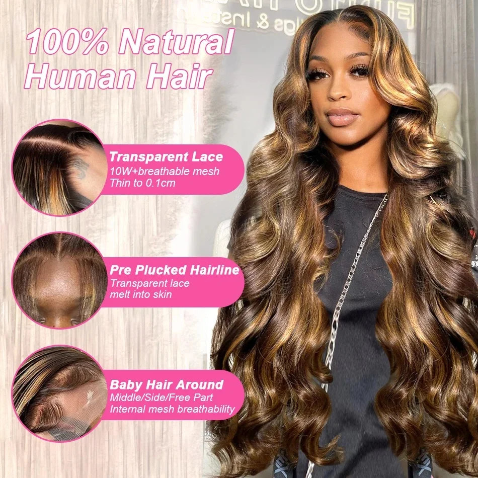 Stretched Length: 24inches, Hair Color: #16, Density: 180%, Ships From: CHINA - Highlight Wig Human Hair P4/27 Body Wave Wigs Highlight 13x6 Hd Lace Frontal Wig Human Hair 13x4 Hd Lace Front Human Hair Wigs