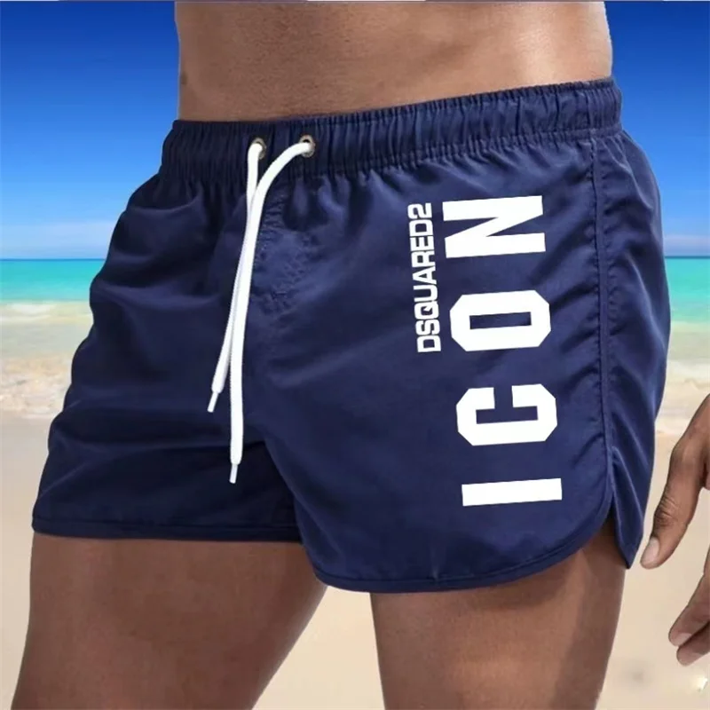 Color: Blue, Size: L - Summer men's luxury beach pants clothing quick dry gym jogging sexy shorts vacation casual swimming trunks