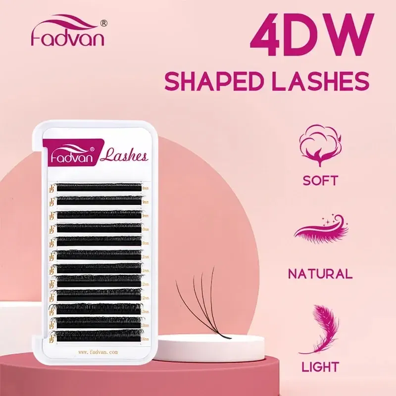 Curl: D, Length: 17mm - Fadvan 4D W In Shape Eyelash Extension Premade Volume Fans Soft Style Mink Easy To Embellish Natural False Eyelashes
