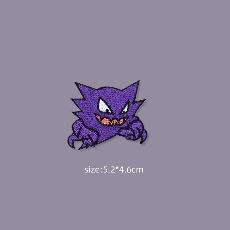 Color: PURPLE - Original Pokemon 3 style Gengar Patch DIY Badge Cloth Patch Embroidery Clothing bag sticker Down Jacket Denim Xmas Gift