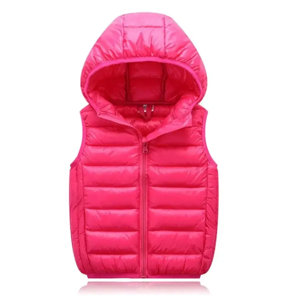 Color: Beige, Kid Size: 5T - Fall Solid Waistcoat Children Outerwear Winter Coats Kids Clothes Warm Boys and Girls Hooded Vest for Age 2-12 Years Old