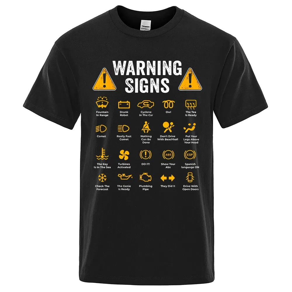 Color: black, Size: M - Driving Warning Signs 101 Auto Mechanic Gift Driver Funny Print T-Shirt Fashion Casual Big size T Shirt Cotton Mens Tops Tees