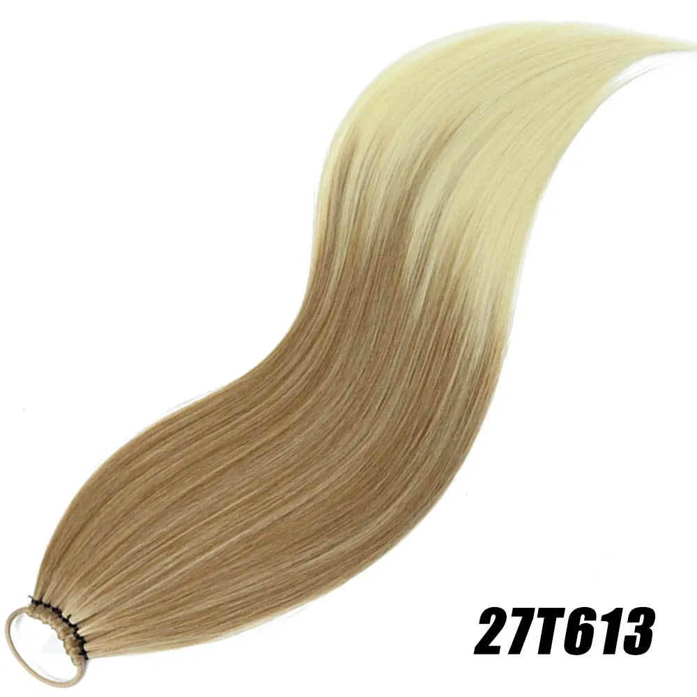 Color: #144, Ships From: CHINA, Stretched Length: 24inches - 24 Inch Synthetic Ponytail Extensions Black Natural Braided Pony Tail Hairpiece Long Straight Rubber Band Hair For Women