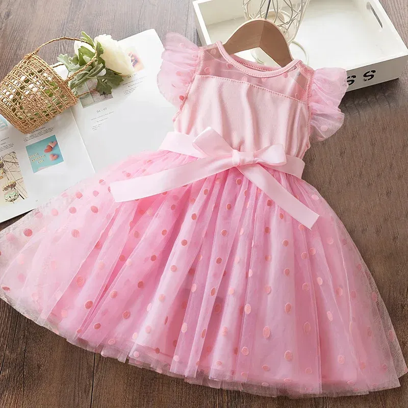 Color: green, Size: S - Hello Kitty 2-6Y Baby Girl Dress Princess Mesh Skirt Summer Sleeveless Wedding Party Dresses for Girls Summer
