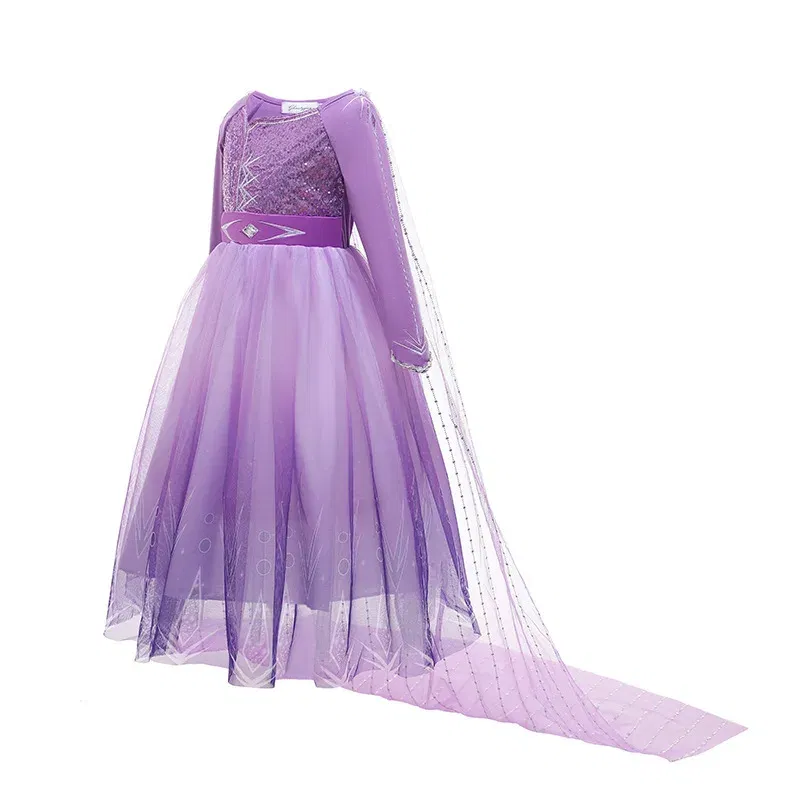 Kid Size: 14, Color: Khaki - Disney Frozen Anna Elsa Girls Princess Dresses Mesh Sequin Dress Kids Cosplay Snow Queen Costumes Carnival Birthday Party Gowns