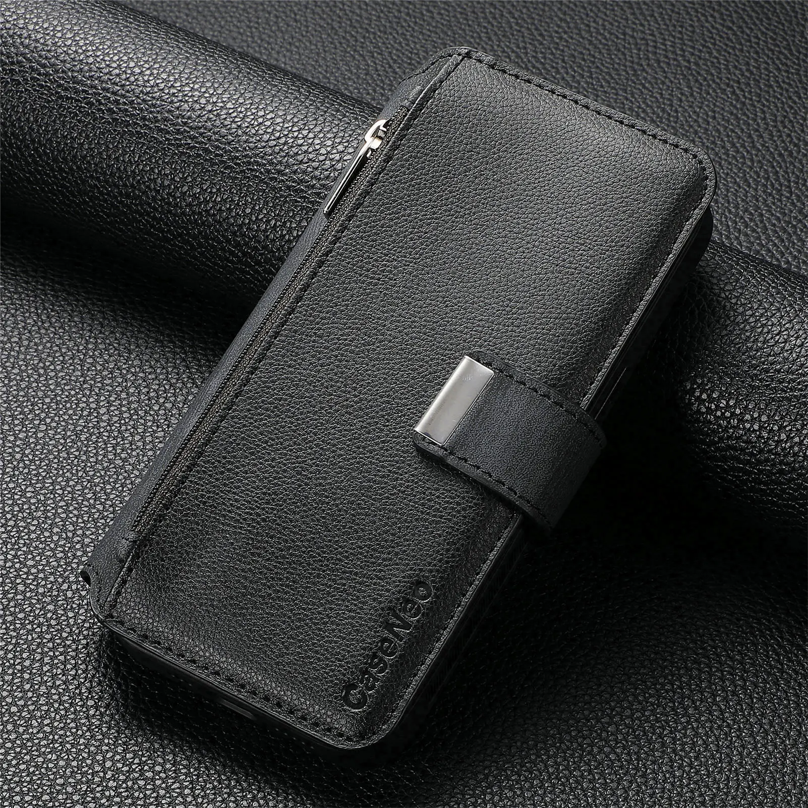 Color: Beige, Material: PP - With Magsafe Wallet Case For Xiaomi Poco X6 X5 X3 M6 M5S M4 M3 F6 F5 Pro F3 C31 Zipper Leather Multi 6 Card Slot Removable Cover