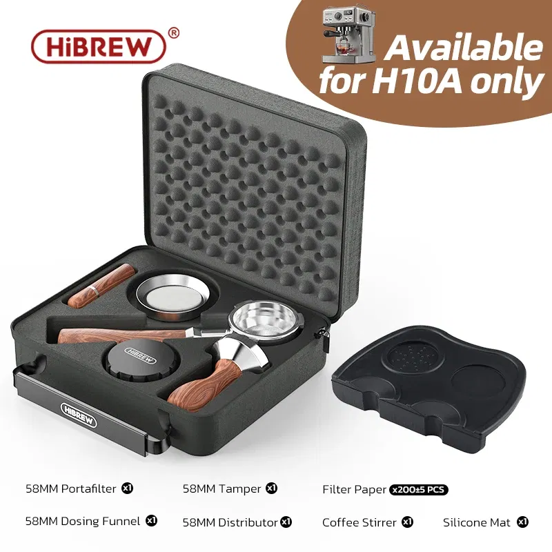 Color: Yellow, Ships From: CHINA - HiBREW 58mm Bottomless Coffee Powder Handle Portafilter 304 stainless steel Tmaper Distributor For H10A