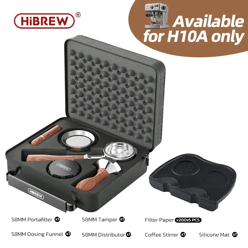 Color: Yellow, Ships From: CHINA - HiBREW 58mm Bottomless Coffee Powder Handle Portafilter 304 stainless steel Tmaper Distributor For H10A
