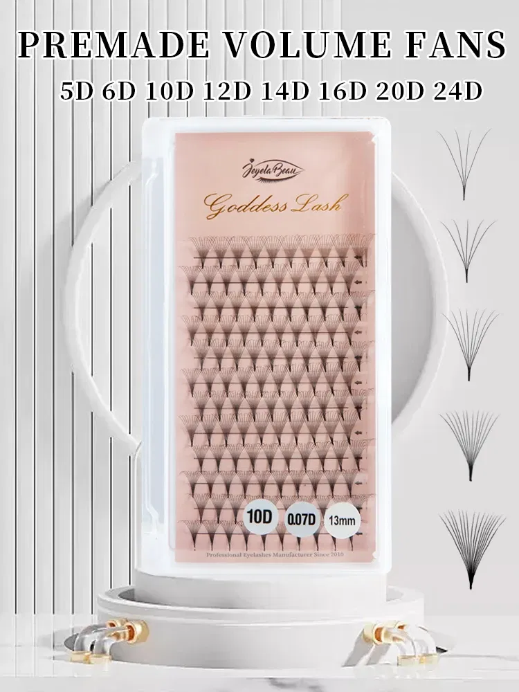 Color: Brushed Slate, Curl: C, Thickness: 0.07mm, Length: 14mm - Goddess Premade Volume Fans 5D 6D 10D 12D 16D 20D MIX Individual Lashes  Pre Made Russian Volume Fan Eyelash Extension Faux Mink