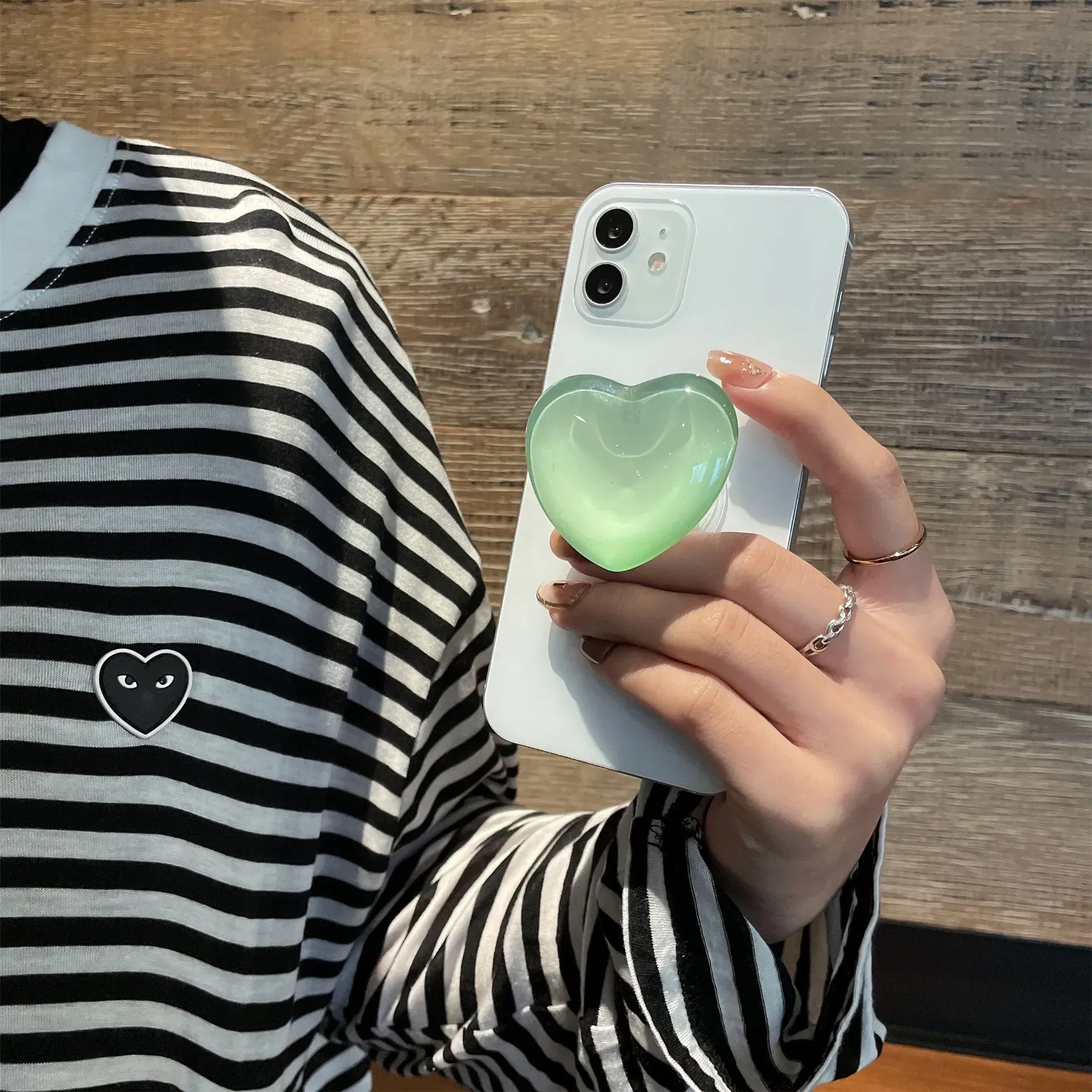 Color: Olive Green - Phone Holder Popular Socket Griptok Finger Grip Bracket Stand Love Heart Ins Style Cute Poping Pink White Cellphone Accessory
