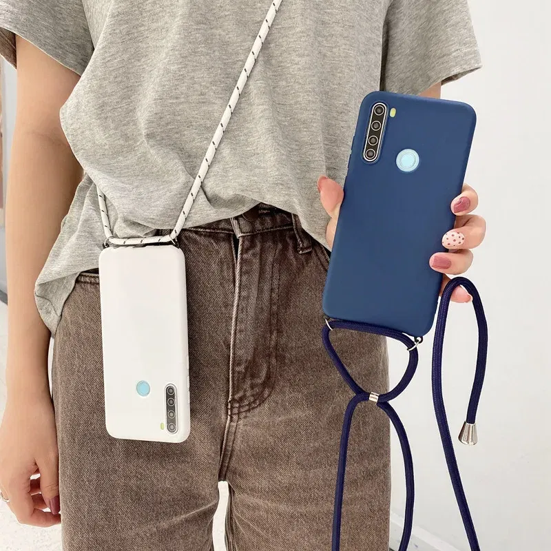 Material: Nylon, Color: Beige, Bundle: Case & Strap - Strap Cord Chain Lanyard Silicone Case for Xiaomi Redmi Note 9 7 8 Pro 5 Plus 6A 8A 6 7A 9A 9Pro Candy Color Soft TPU Back Cover