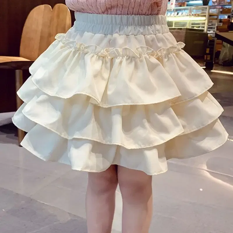 Color: Pink, Kid Size: 2T - Children Girls Pleated Cake Skirts Summer 2025 Elastic Waist Infant Babys Girls Bubble Skirts Toddler Kids Girls Princess Skirts