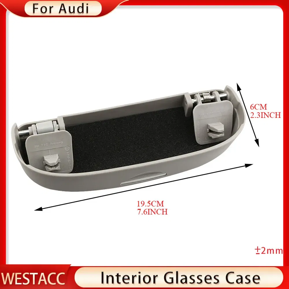 Color Name: Silver - Car Sunglasses Holder Glasses Case Box for Audi A3 A4 B6 B8 A6 C6 80 B5 B7 A5 Q5 TT 8P 100 8L C7 8V A1 S3 Q3 A8 B9 A7 2012-2021