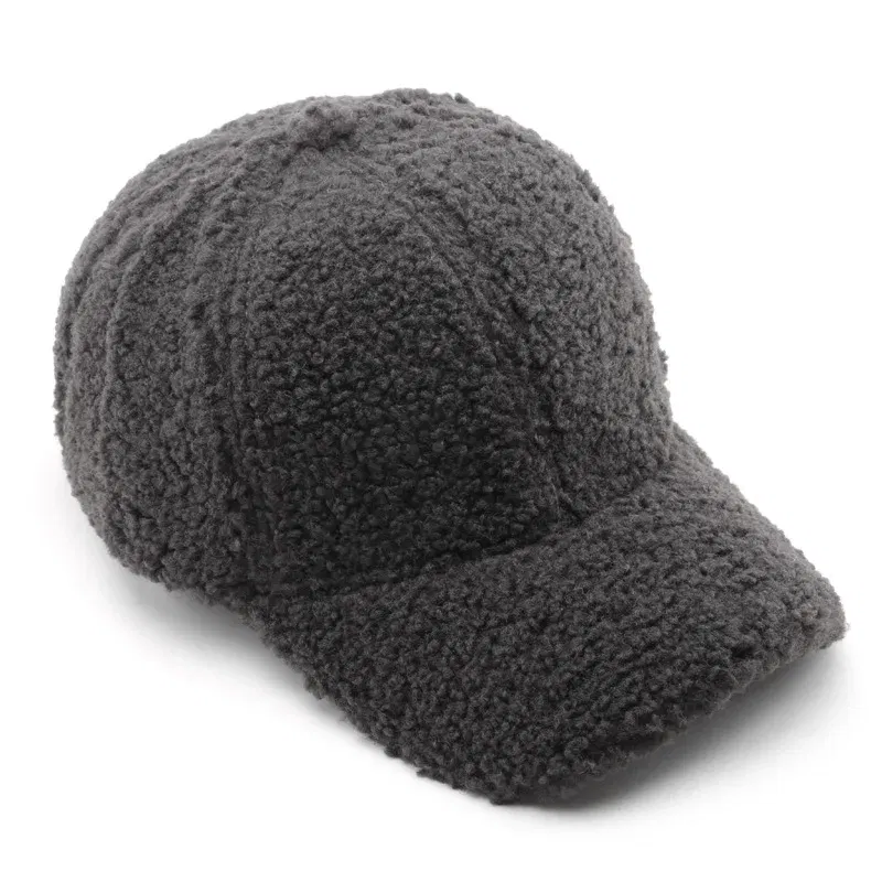 Color: Silver, Size: M - Autumn Winter Baseball Cap Women Artificial Lamb Wool Hats Keep Warm Cap Plush Baseball Caps Spring Baseball Cap Solid Sunshade