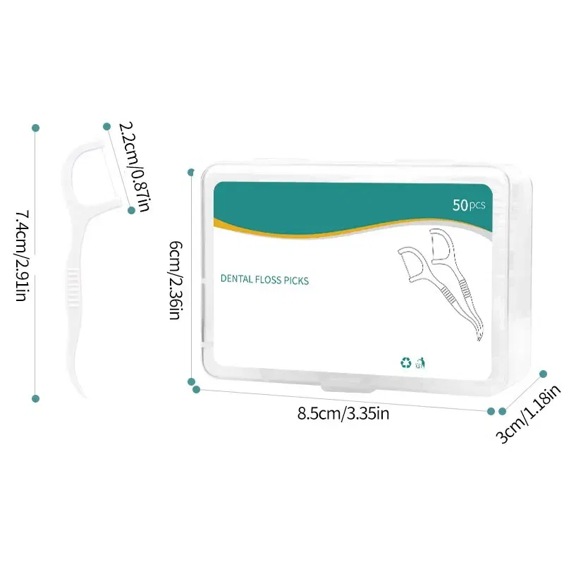 Color: Ivory - 150pcs Dental Floss Plastic Toothpicks-Disposable Cleaning between Teeth-Separate Box-Oral Care