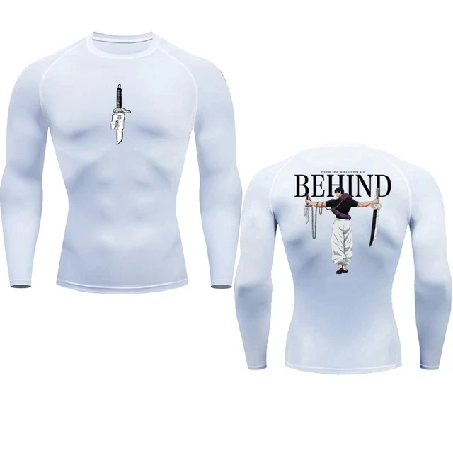 Color: GRAY, Size: S - Anime Compression Shirt Men Print Breathable Football Fitness Tight Sportswear Althletic Quick Dry Rash Guard Gym Riding Tops