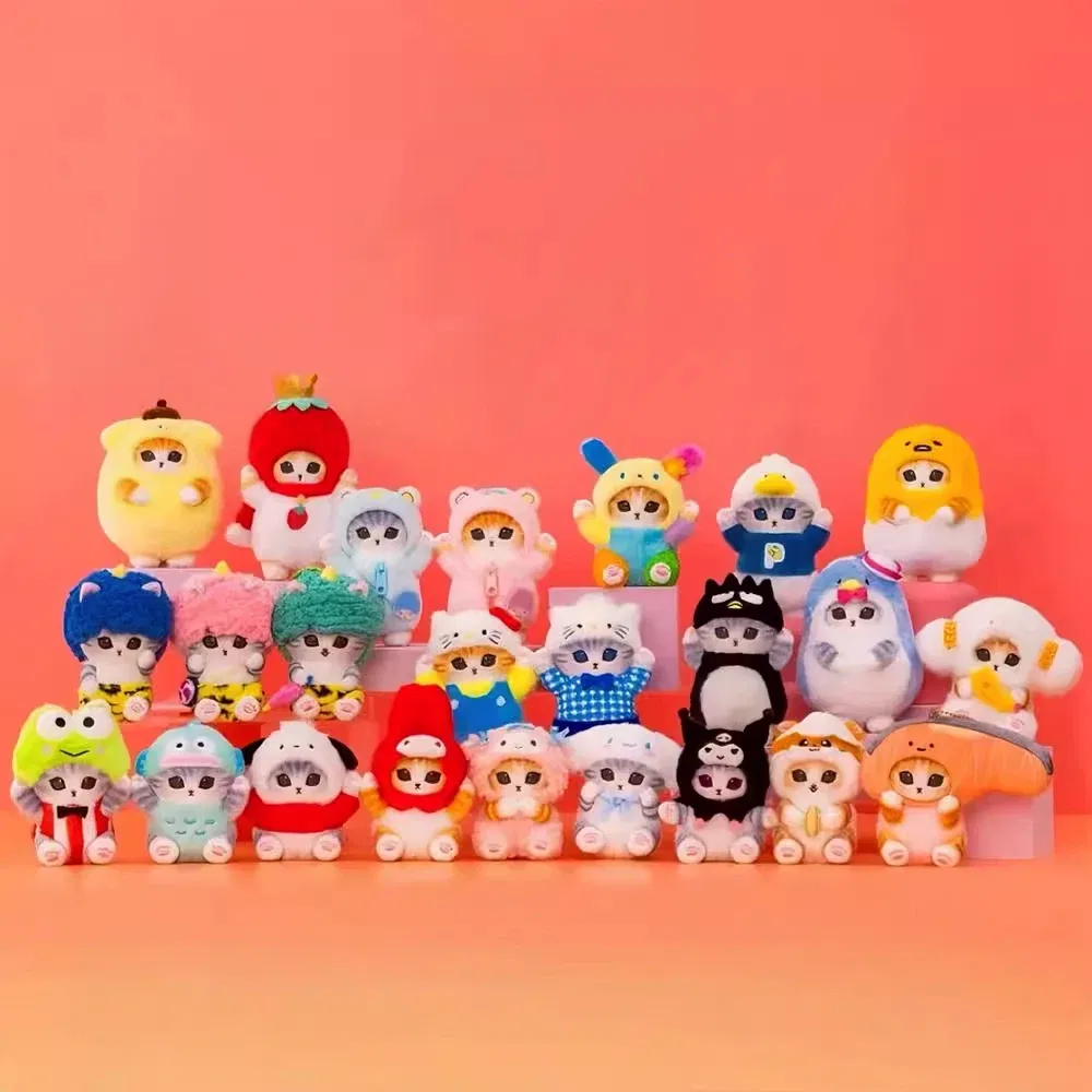 Color: PURPLE - Hot Kawaii Plush Keychain Pendant Cartoon Mofusand Shark Cat Cross-Dressing Hello Kitty Kuromi Doll Stuff Backpack Decor Toys