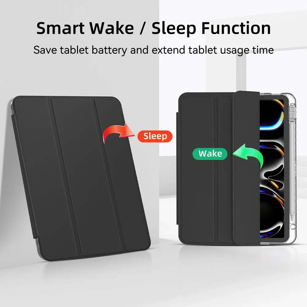 Color: black, Size: 12.4 - For iPad Air 5 Case 2024 Air 6 11 iPad Pro 11 12.9 13 10 Gen 10.2 9th 8th 7th 9.7 6th 5th Mini 7 6 Smart case with pen Holder