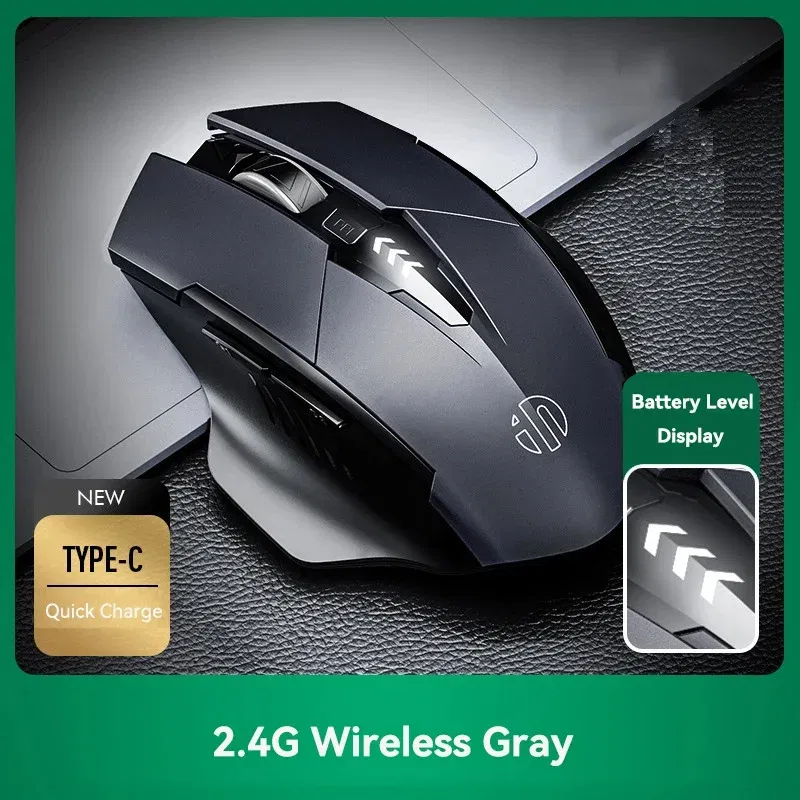 Color: black - Bluetooth Compatible Mouse Rechargeable 2.4G INPHIC PM6 Wireless Mouse Office Mute Support PC Laptop Tablet Smartphone Universal