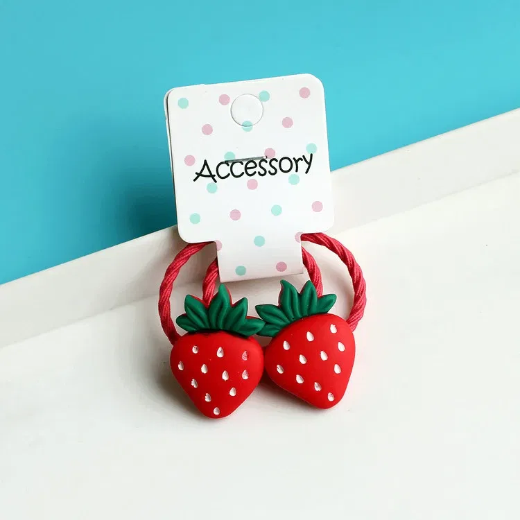 Color: CYAN - 2PCS New Cartoon Cute Cherry Radish Princess Headwear Kids Elastic Hair Bands Children Ropes Girls Accessories Baby Headdress