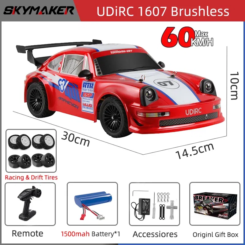 Color: Silver - RC Racing Car 1/16 UD1604 UD1603 Ud1607 UD1608 RC Car High Speed 2.4G Brushless 4WD Drift Remote Control Drift Car Toys For Boys