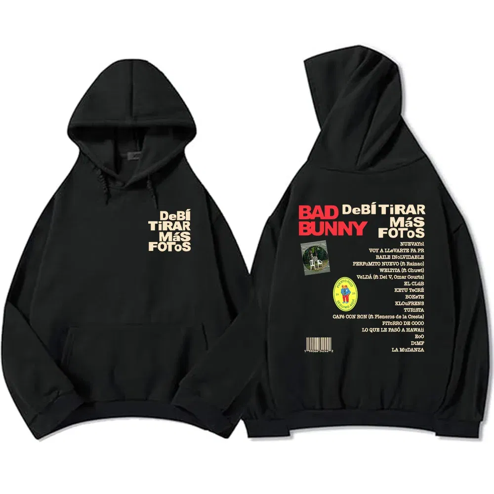 Color: Red, Size: XS - Unisex Streetwear Bad Bunny DTMF Hoodies 2025 New Album Deb?­ Tirar Más Fotos Printing Sweatshirts Winter Comfortable Male Hoodie