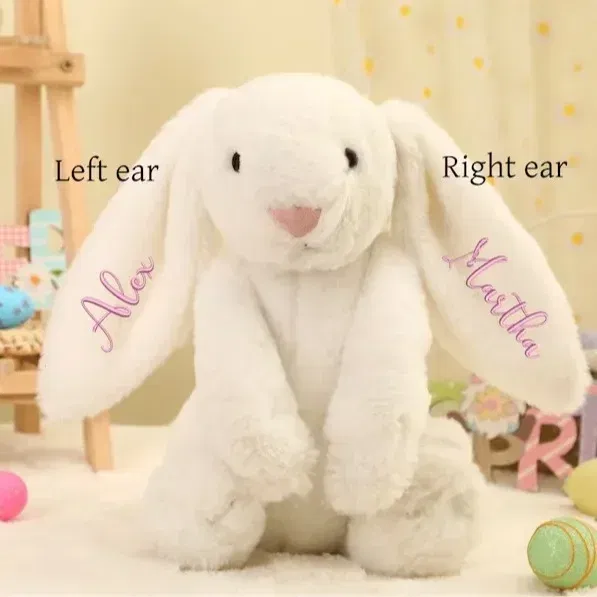 Color: WHITE, Ships From: CN, Height: 11cm-30cm - Personalied Baby Gifts Embroidered Plush Bunny Toys with Kids Customized Name First Easter Boys Girls Birthday Gifts Children