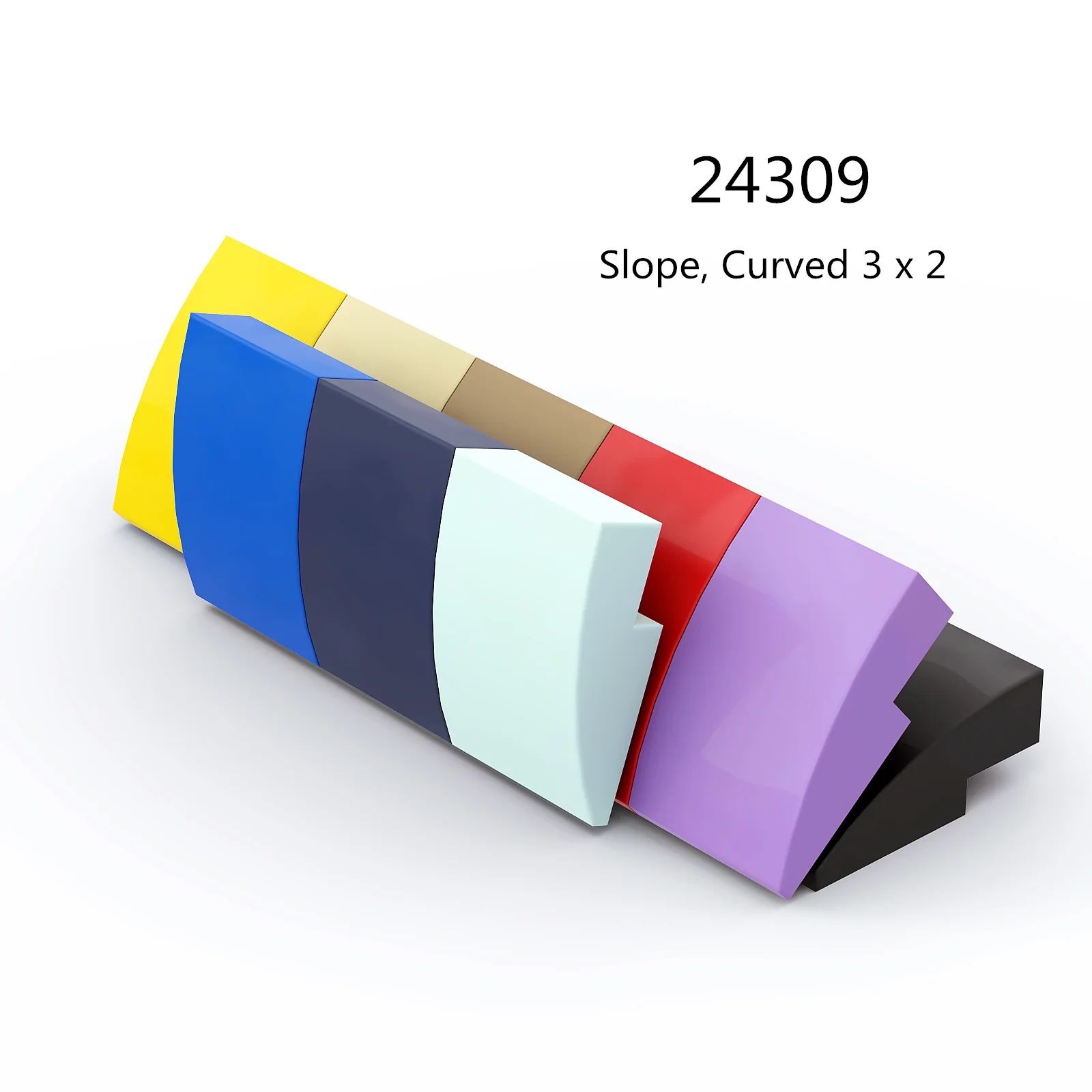 Color: WHITE - 1 Pcs Buildings Blocks 24309 Slope Curved 3 x 2 Brick Collection Bulk Modular GBC Toy For High-Tech MOC