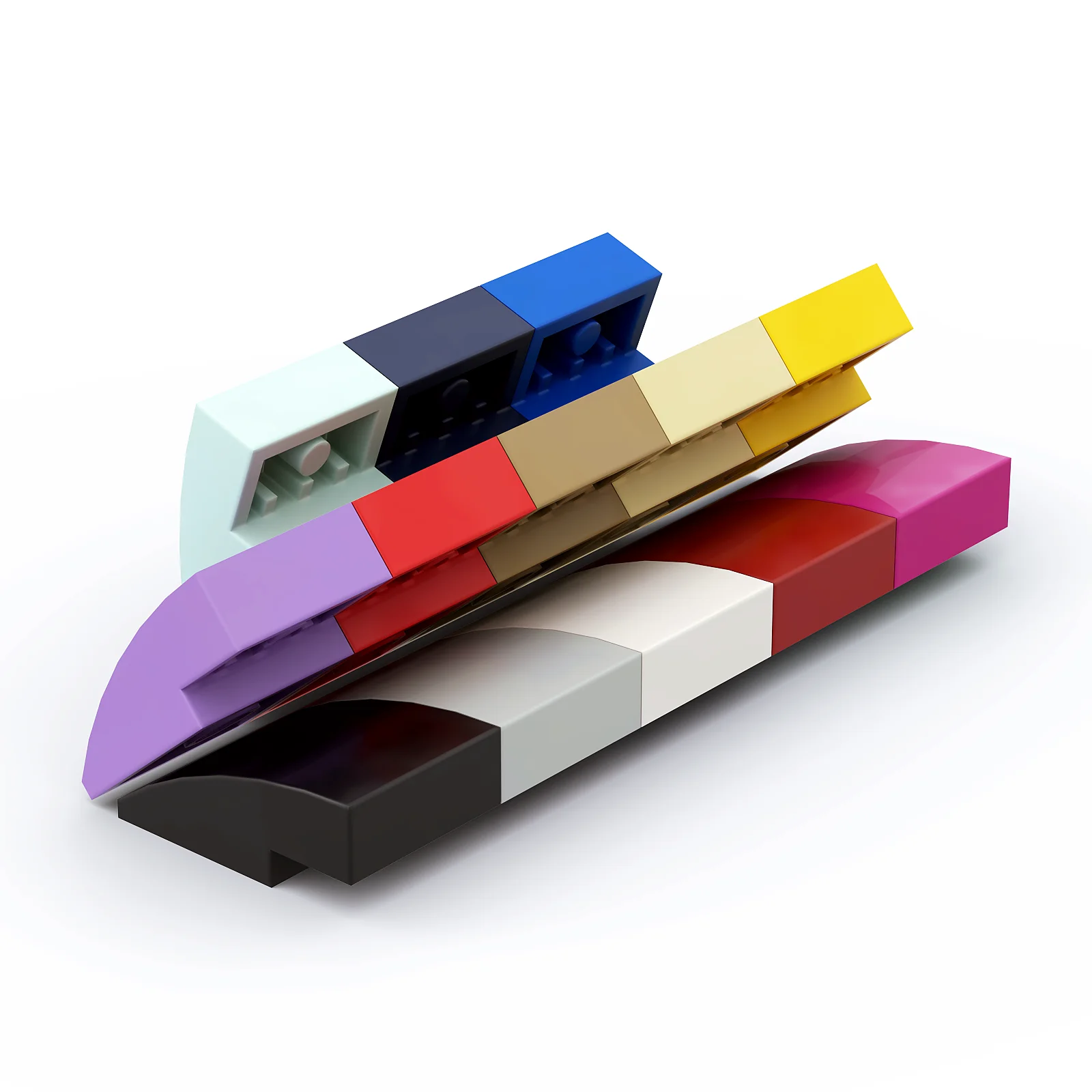 Color: WHITE - 1 Pcs Buildings Blocks 24309 Slope Curved 3 x 2 Brick Collection Bulk Modular GBC Toy For High-Tech MOC