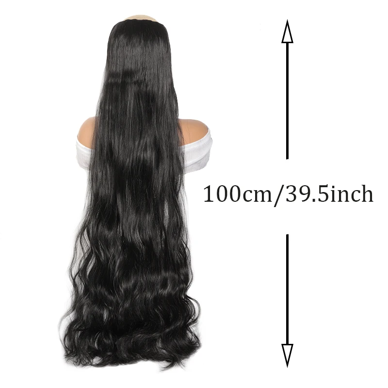 Color: green, Ships From: CHINA, Stretched Length: 38inches - 40 inch ultra long wavy hair clip hair extensions synthetic wigs women's wigs suitable for parties cosplay and various occasions