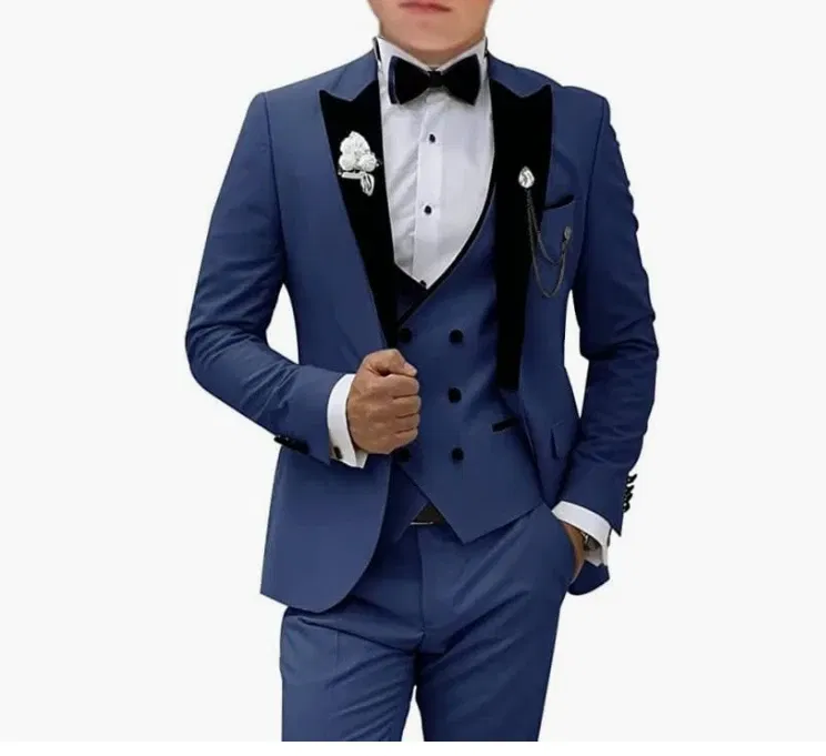Color: Dark Grey, Size: XXL - Pink Prom Suit for Men  3 Piece Jacket Vest Pants Set   Peaked Lapel Blazer   Outfit Costume Birthday Party