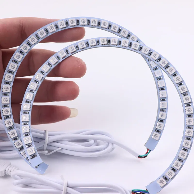 Color: Blue - Excellent 2pc  Rings Angel Eye car Headlight RGB 60/70/80/90/100/110/120 mm Lampshades Bright auto drl Angel Eyes Motorcycle