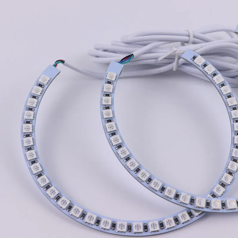 Color: Blue - Excellent 2pc  Rings Angel Eye car Headlight RGB 60/70/80/90/100/110/120 mm Lampshades Bright auto drl Angel Eyes Motorcycle