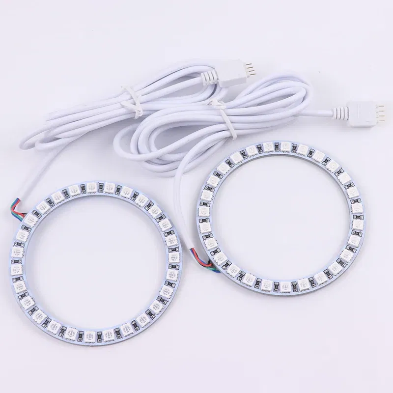 Color: Blue - Excellent 2pc  Rings Angel Eye car Headlight RGB 60/70/80/90/100/110/120 mm Lampshades Bright auto drl Angel Eyes Motorcycle